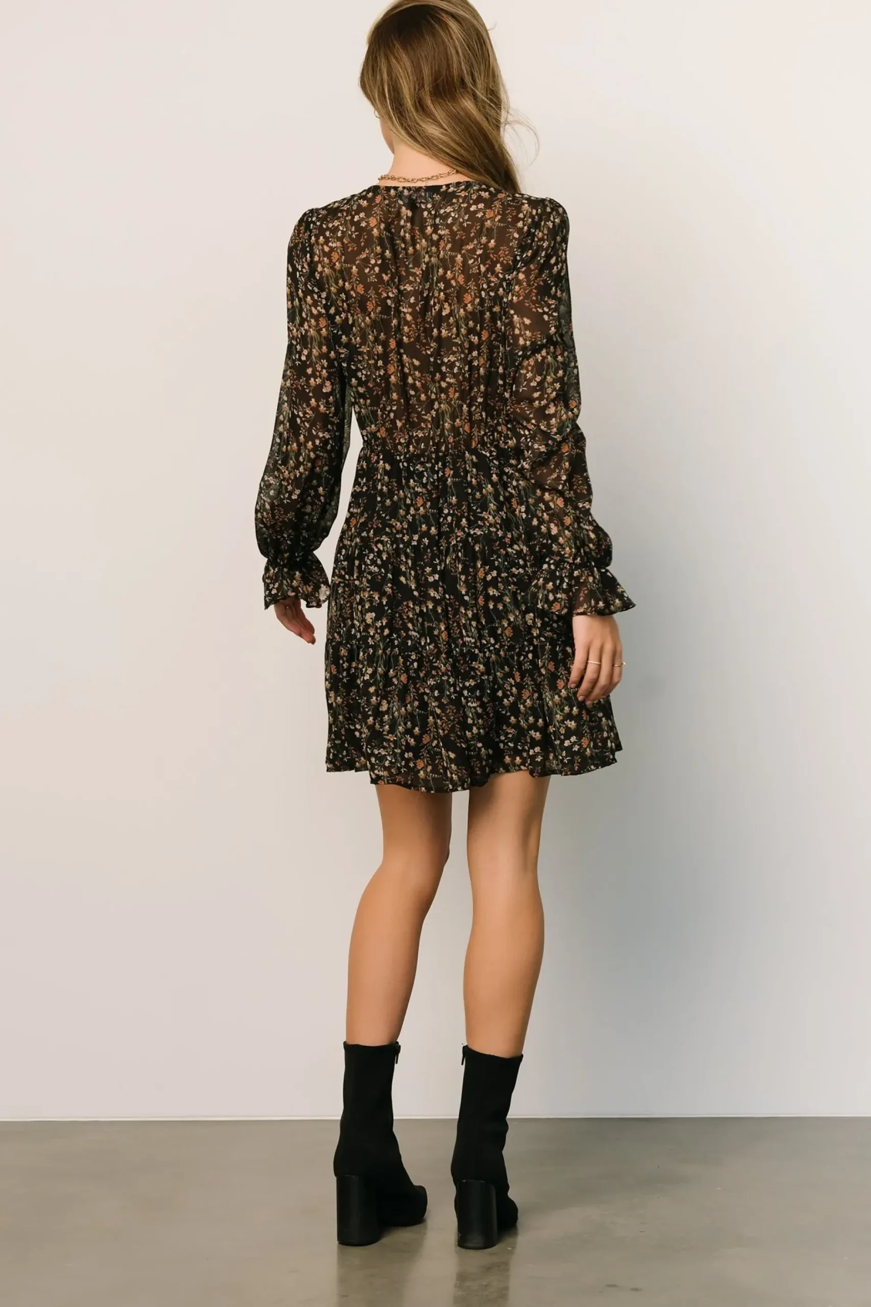 Baltic Born short dresses|Huxley Tiered Short Dress | Black Multi Floral