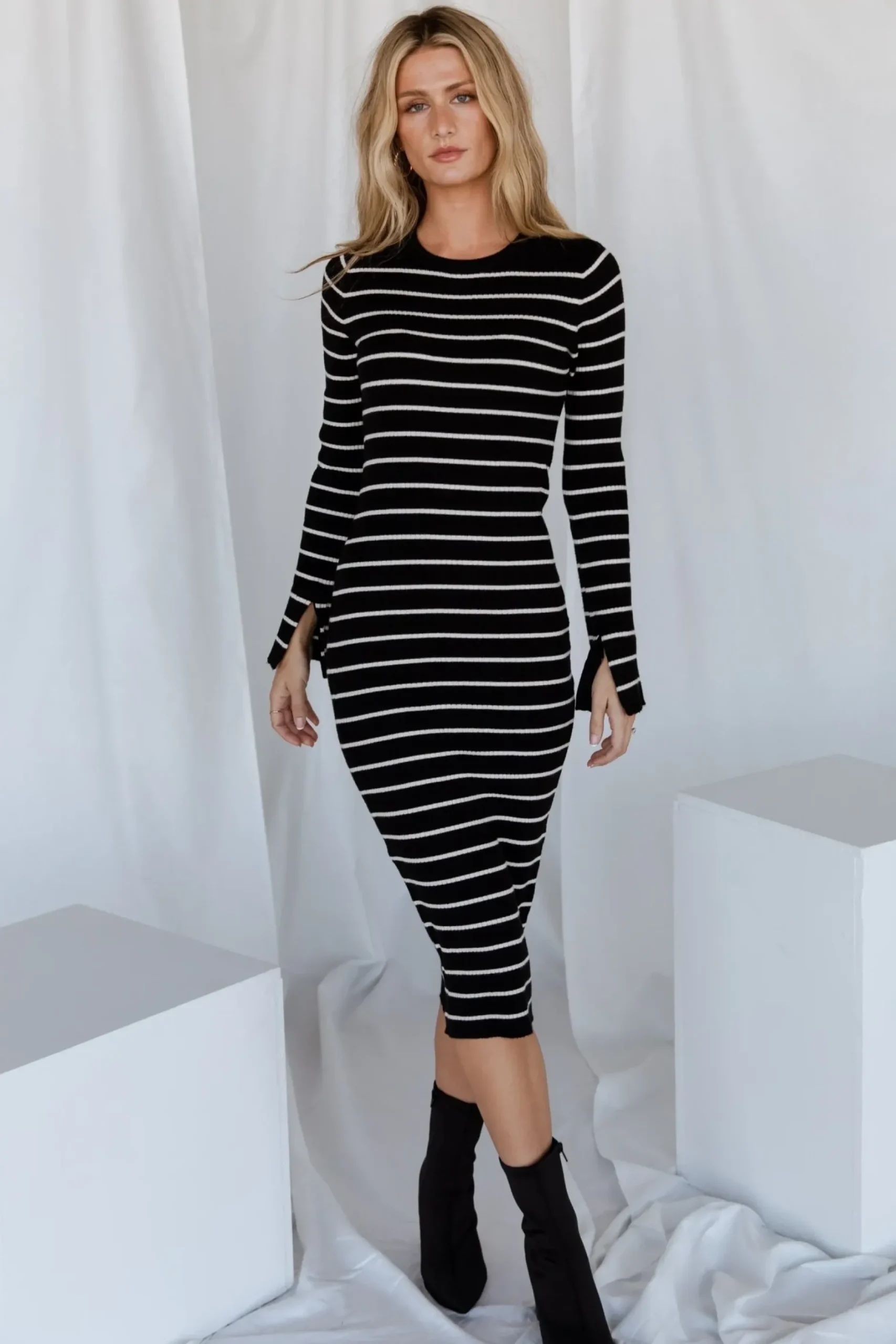 Baltic Born WINTER ESSENTIALS|TOPS|Iggy Sweater Dress | Black + Ivory