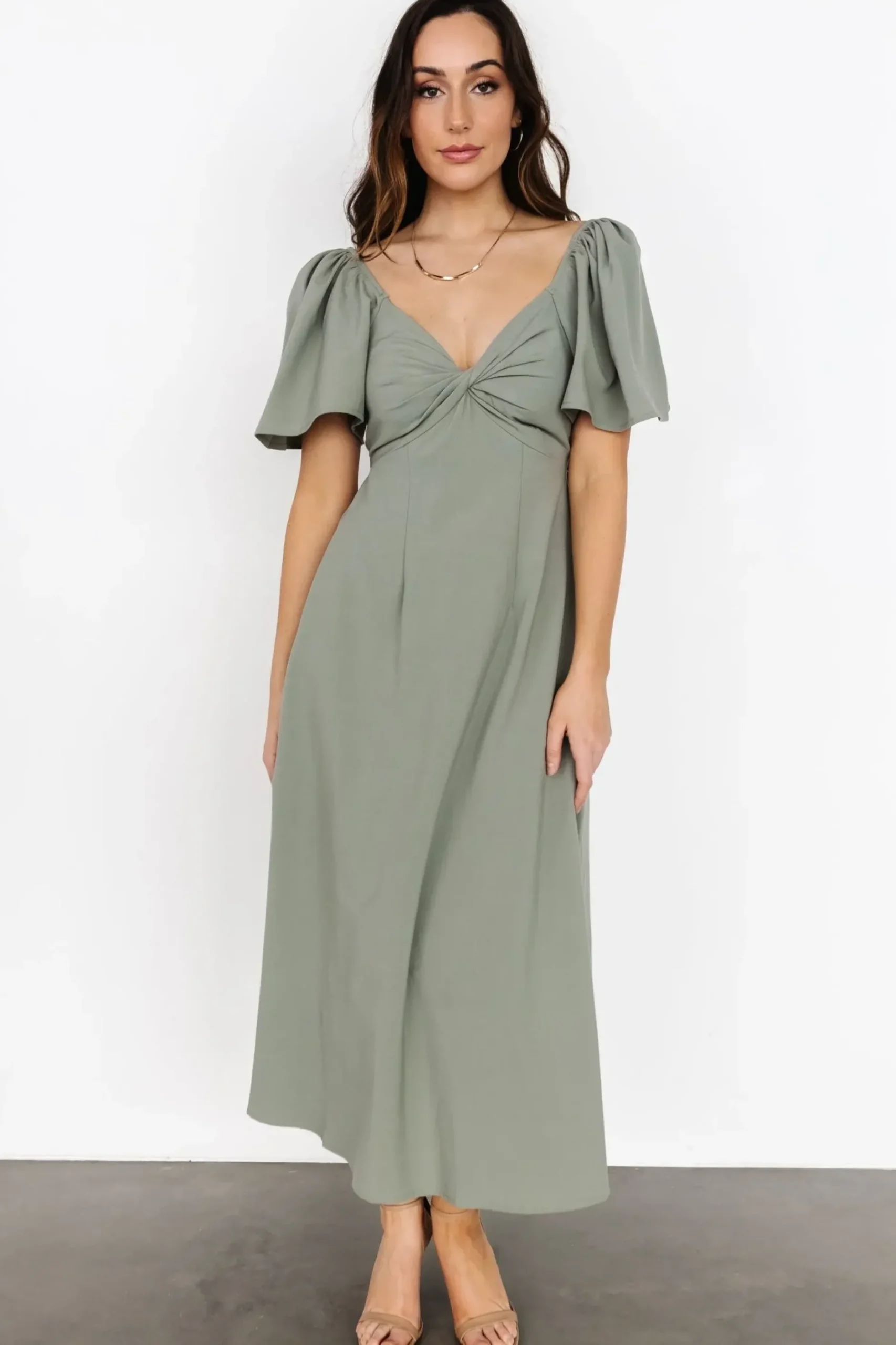 Baltic Born COMING SOON|Indie Back Tie Dress | Dusty Green
