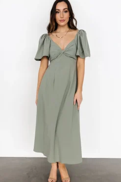 Baltic Born COMING SOON|Indie Back Tie Dress | Dusty Green