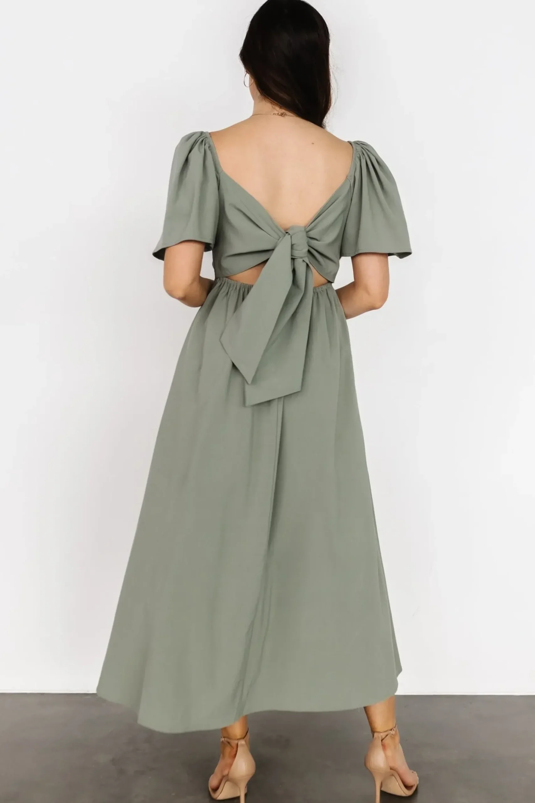Baltic Born COMING SOON|Indie Back Tie Dress | Dusty Green