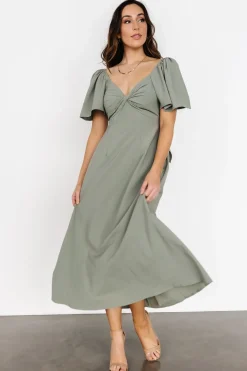 Baltic Born COMING SOON|Indie Back Tie Dress | Dusty Green