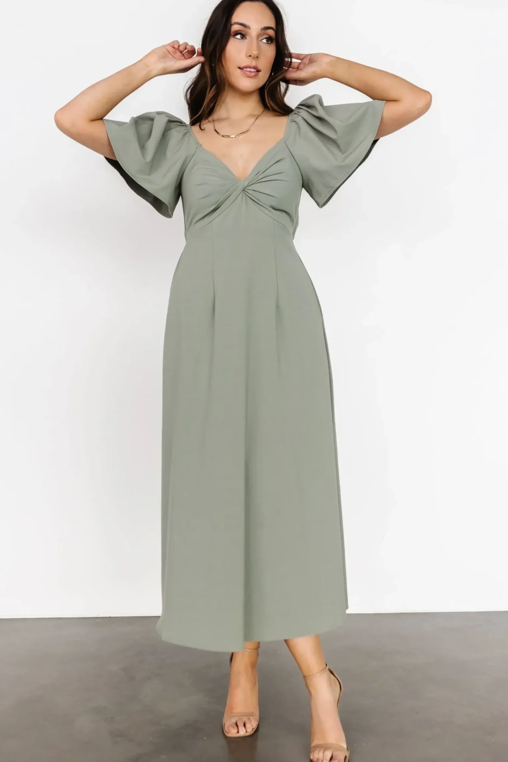 Baltic Born COMING SOON|Indie Back Tie Dress | Dusty Green