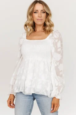 Baltic Born blouses + shirts|Ines Smocked Top | White