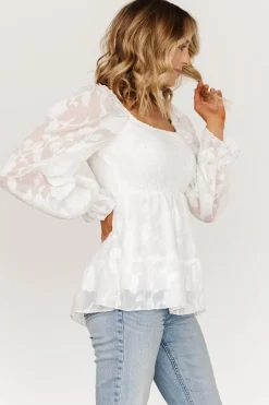 Baltic Born blouses + shirts|Ines Smocked Top | White