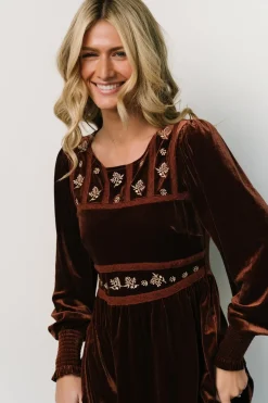 Baltic Born WINTER ESSENTIALS|Ingrid Velvet Maxi Dress | Chocolate