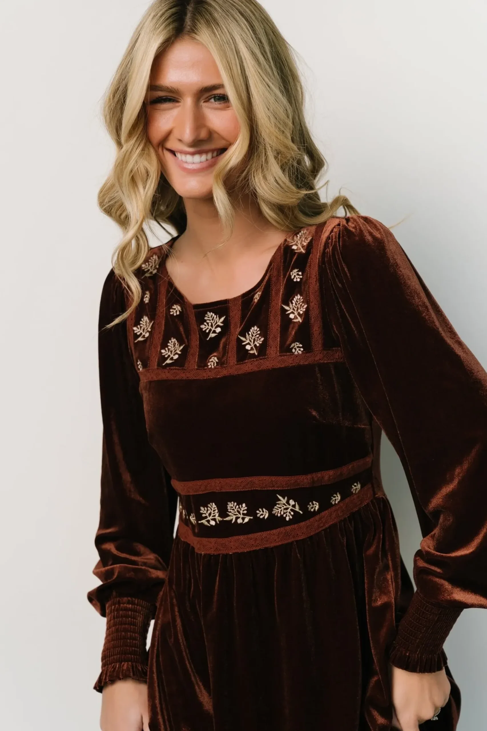 Baltic Born WINTER ESSENTIALS|Ingrid Velvet Maxi Dress | Chocolate