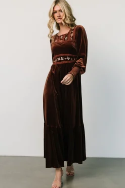 Baltic Born WINTER ESSENTIALS|Ingrid Velvet Maxi Dress | Chocolate
