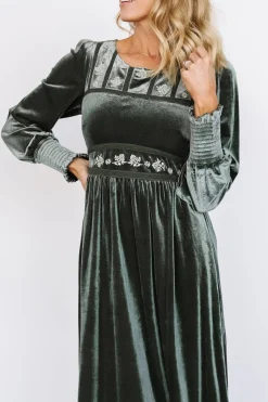 Baltic Born COMING SOON|Ingrid Velvet Maxi Dress | Eucalyptus