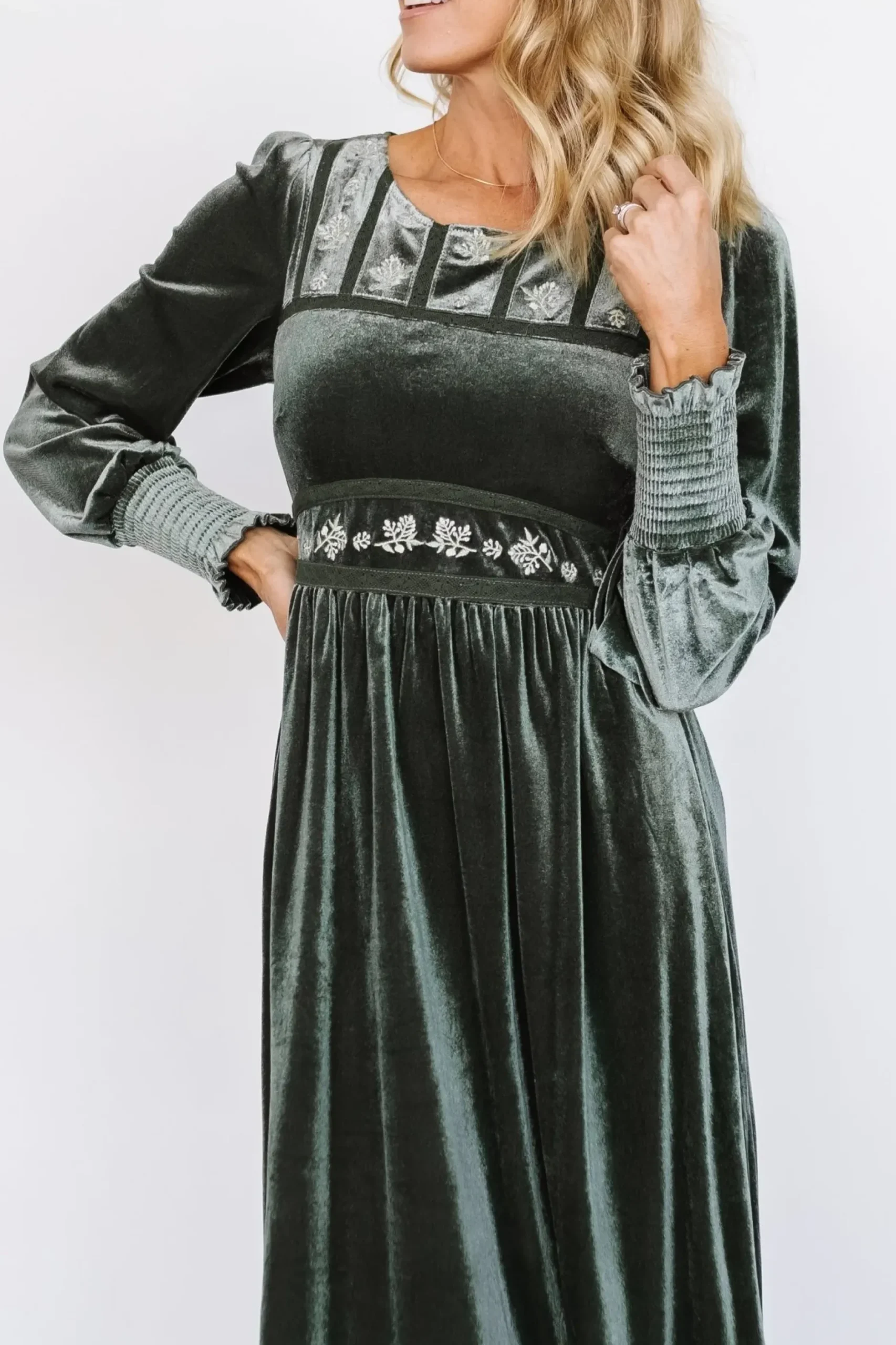 Baltic Born COMING SOON|Ingrid Velvet Maxi Dress | Eucalyptus
