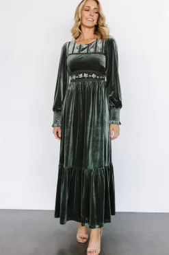 Baltic Born COMING SOON|Ingrid Velvet Maxi Dress | Eucalyptus