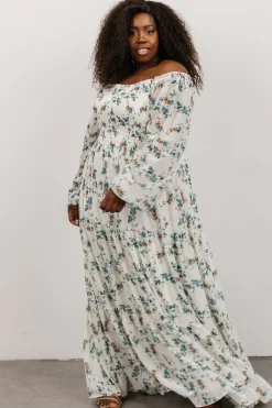 Baltic Born bump friendly|Isabela Smocked Maxi Dress | Ivory + Topaz Floral