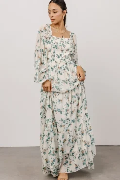 Baltic Born bump friendly|Isabela Smocked Maxi Dress | Ivory + Topaz Floral