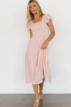 Baltic Born COMING SOON|Jacie Smocked Midi Dress | Blush