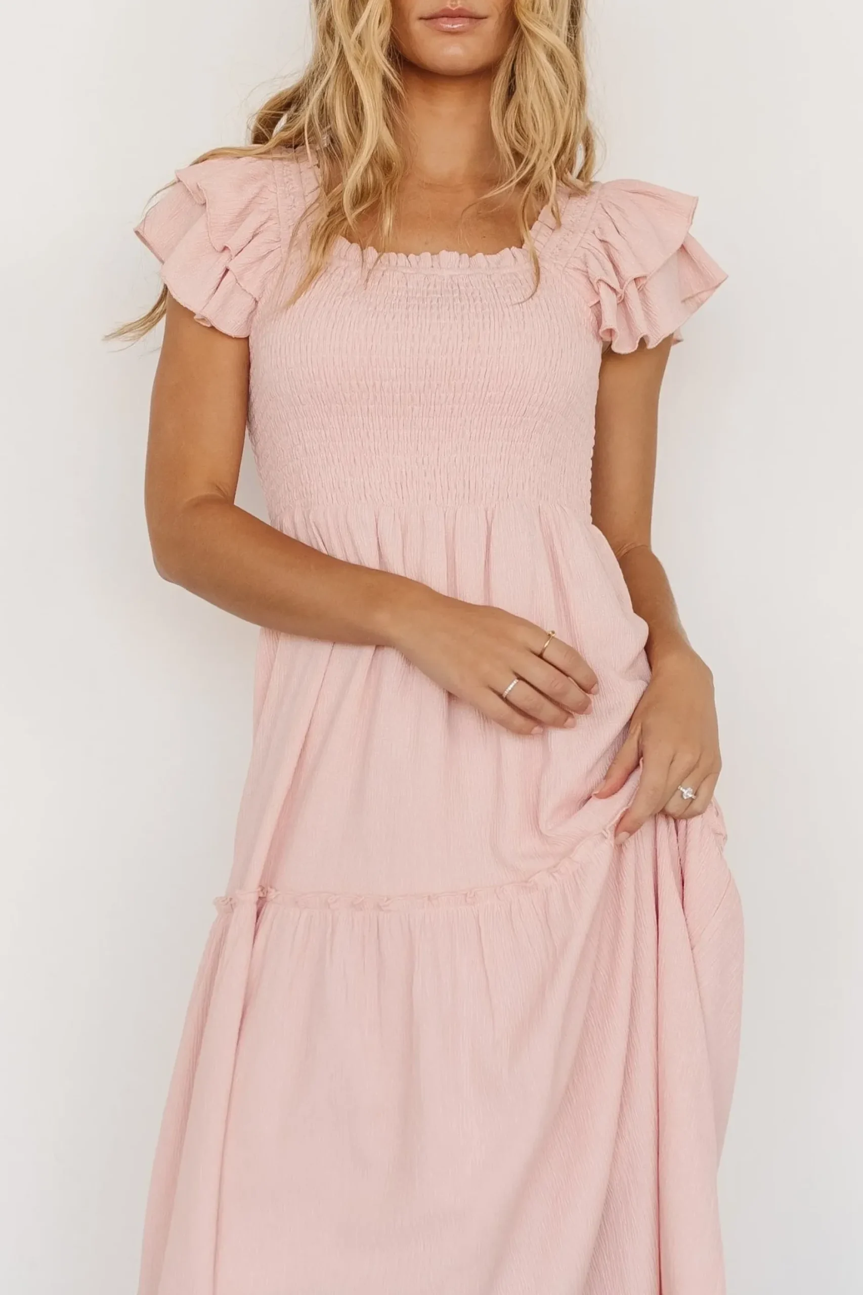 Baltic Born COMING SOON|Jacie Smocked Midi Dress | Blush