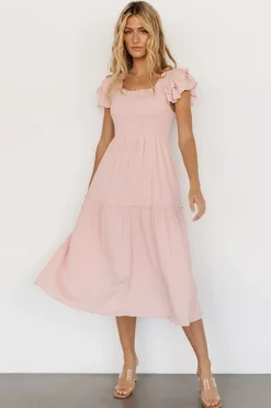 Baltic Born COMING SOON|Jacie Smocked Midi Dress | Blush