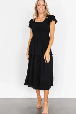 Baltic Born COMING SOON|Jacie Smocked Midi Dress | Black