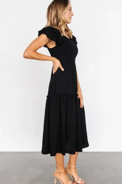 Baltic Born COMING SOON|Jacie Smocked Midi Dress | Black