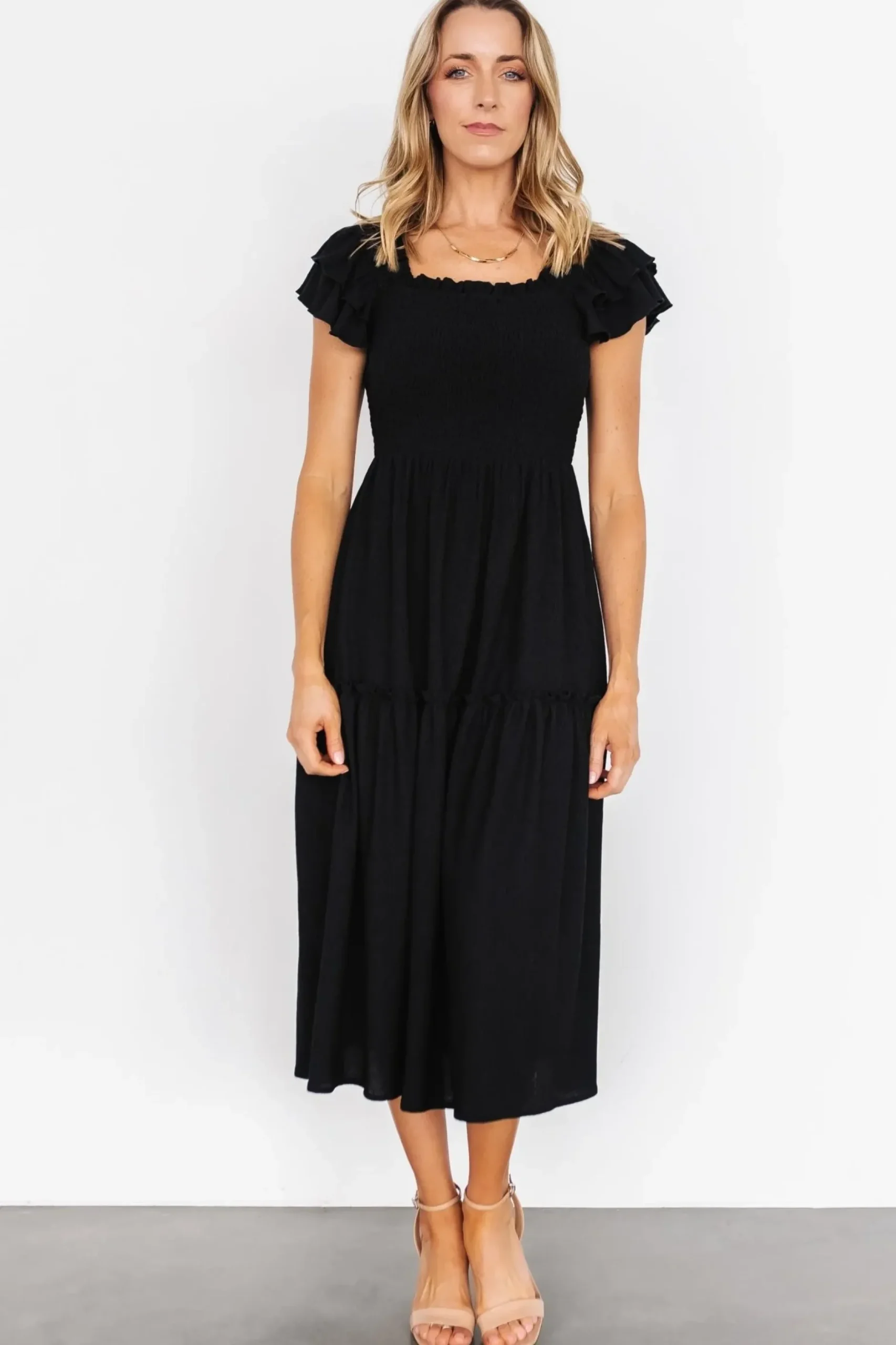 Baltic Born COMING SOON|Jacie Smocked Midi Dress | Black