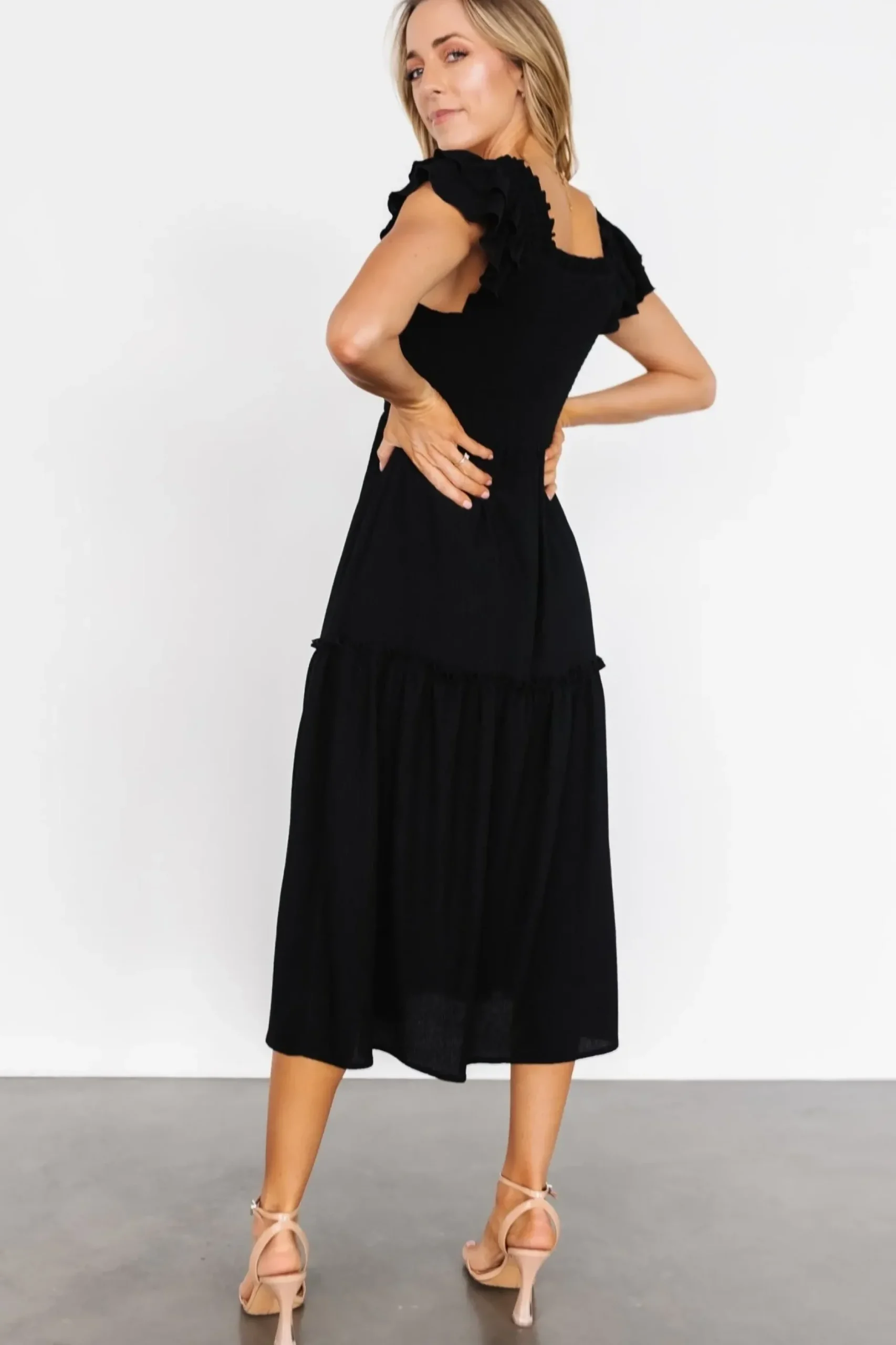 Baltic Born COMING SOON|Jacie Smocked Midi Dress | Black