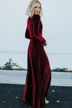 Baltic Born SALE|Jada Ribbed Velvet Wrap Dress | Mulberry