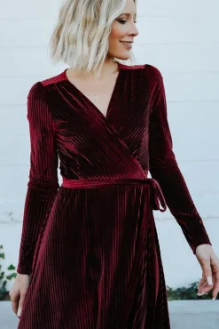 Baltic Born SALE|Jada Ribbed Velvet Wrap Dress | Mulberry