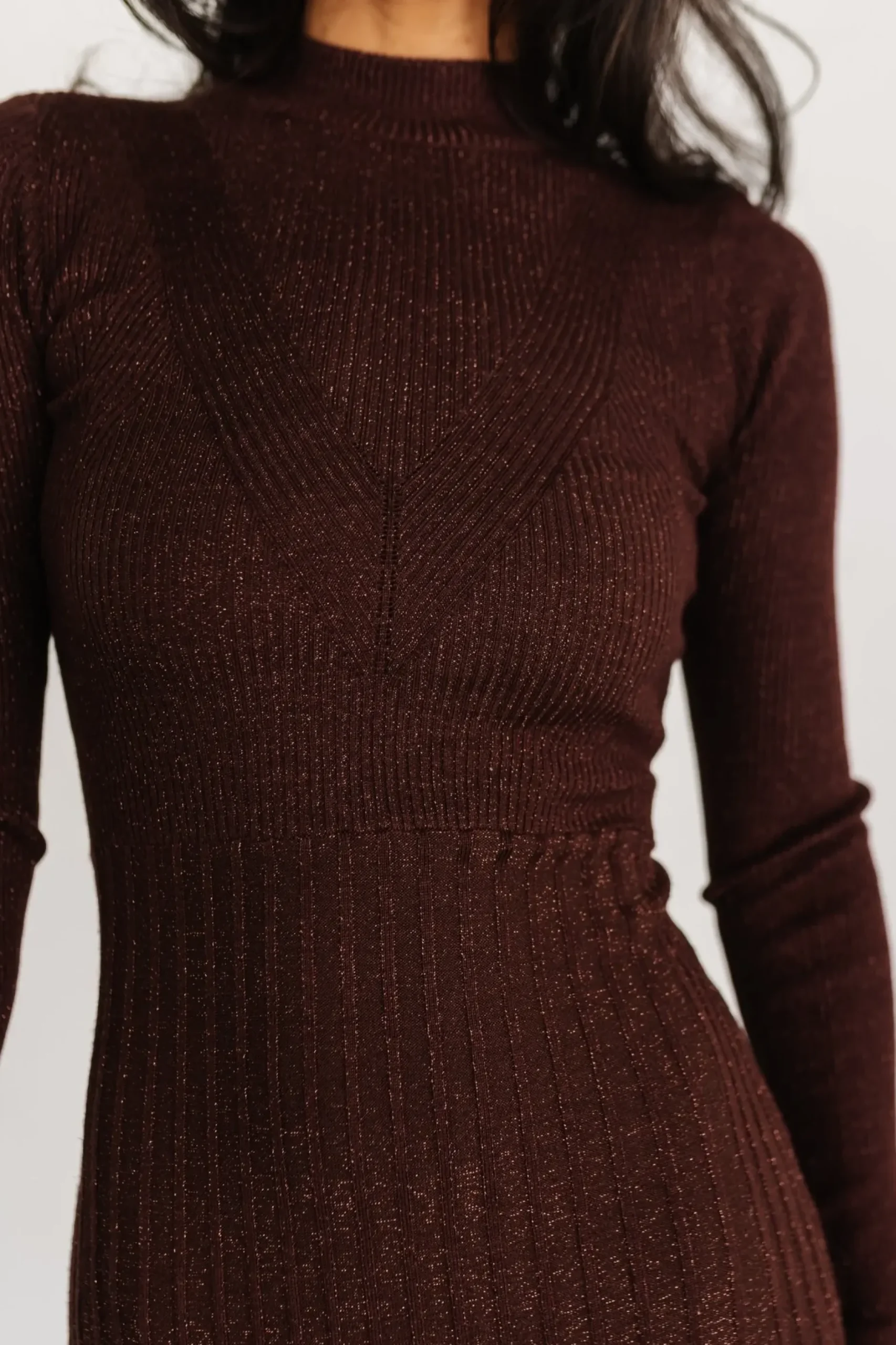 Baltic Born maxi dresses|bump friendly|Jamelia Pleated Sweater Dress | Brown + Gold