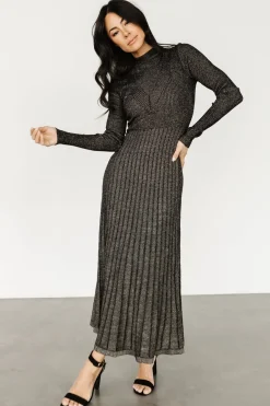 Baltic Born maxi dresses|bump friendly|Jamelia Pleated Sweater Dress | Black + Gold