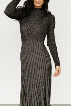 Baltic Born maxi dresses|bump friendly|Jamelia Pleated Sweater Dress | Black + Gold