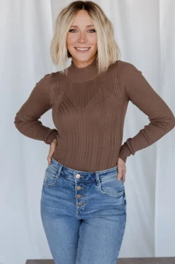 Baltic Born sweaters|Jamison Ribbed Sweater Top | Brown