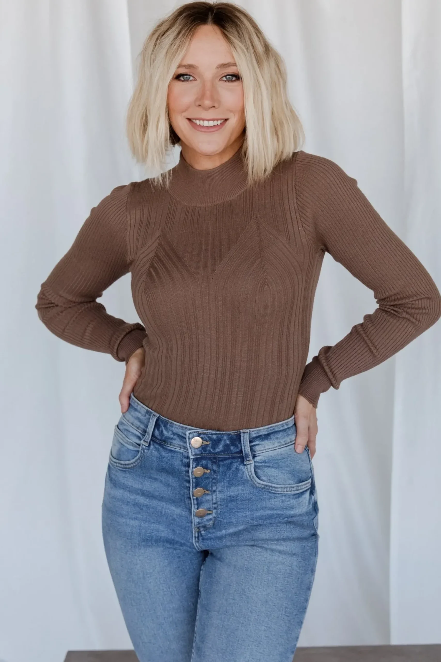 Baltic Born sweaters|Jamison Ribbed Sweater Top | Brown