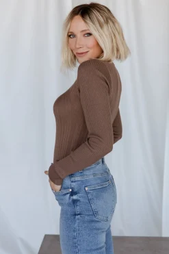 Baltic Born sweaters|Jamison Ribbed Sweater Top | Brown
