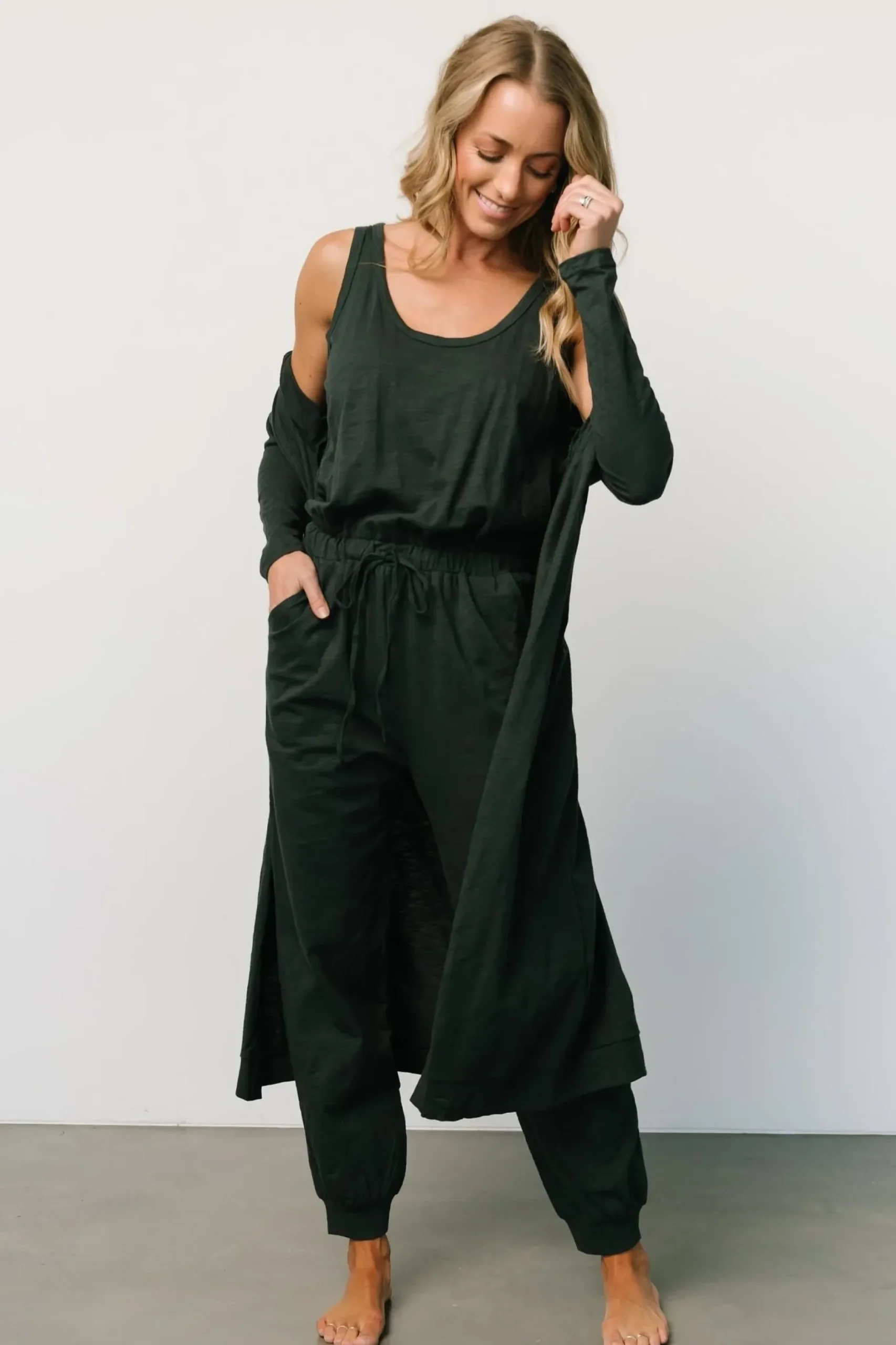 Baltic Born cardigans|Janae Jumpsuit + Cardigan Set | Dark Green
