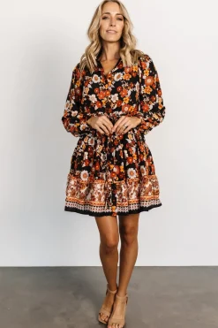 Baltic Born cover up|Jane Short Dress | Black Multi