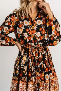 Baltic Born cover up|Jane Short Dress | Black Multi