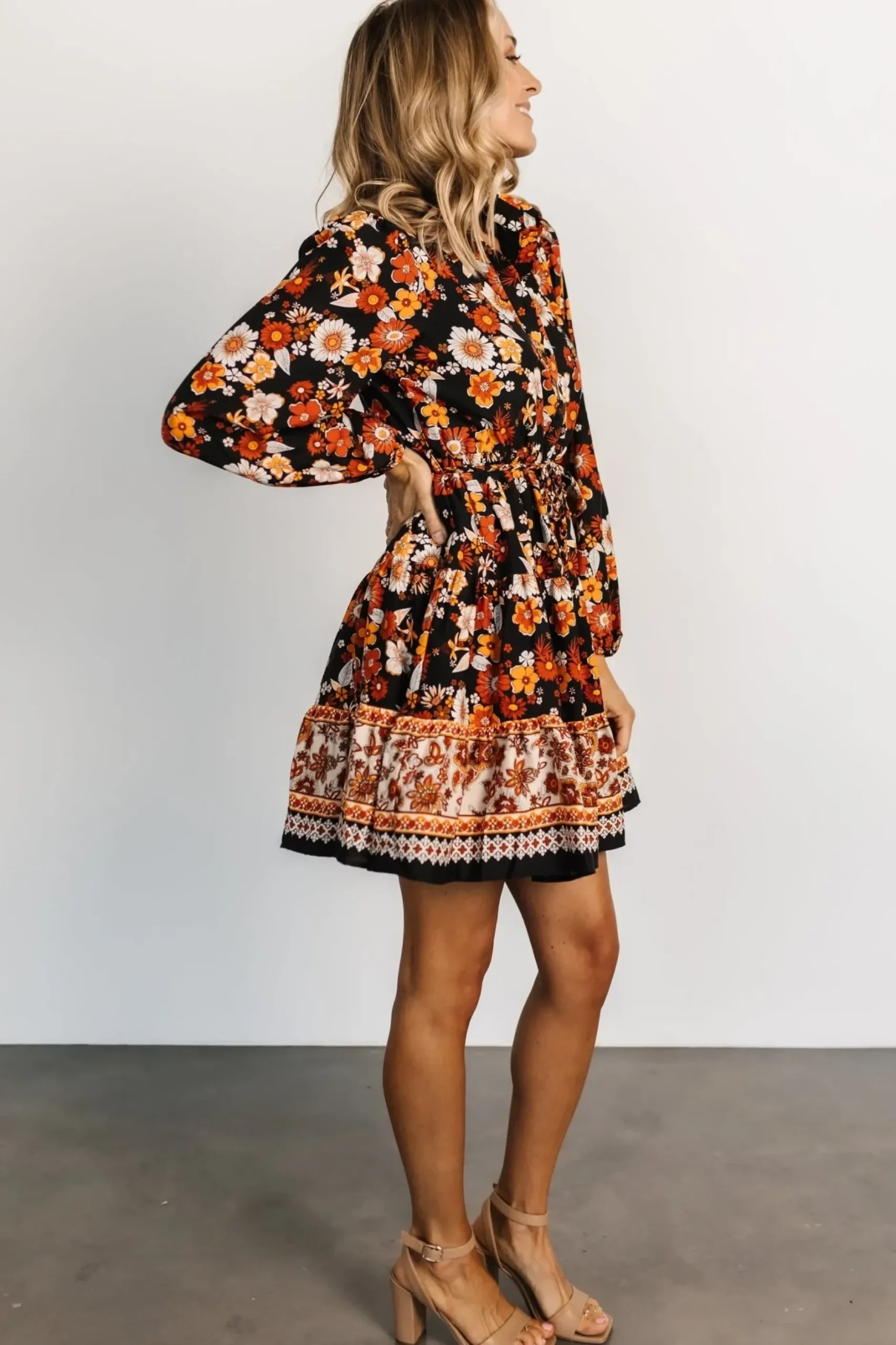 Baltic Born cover up|Jane Short Dress | Black Multi