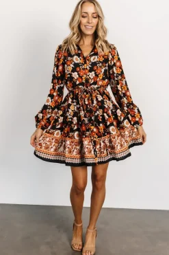 Baltic Born cover up|Jane Short Dress | Black Multi