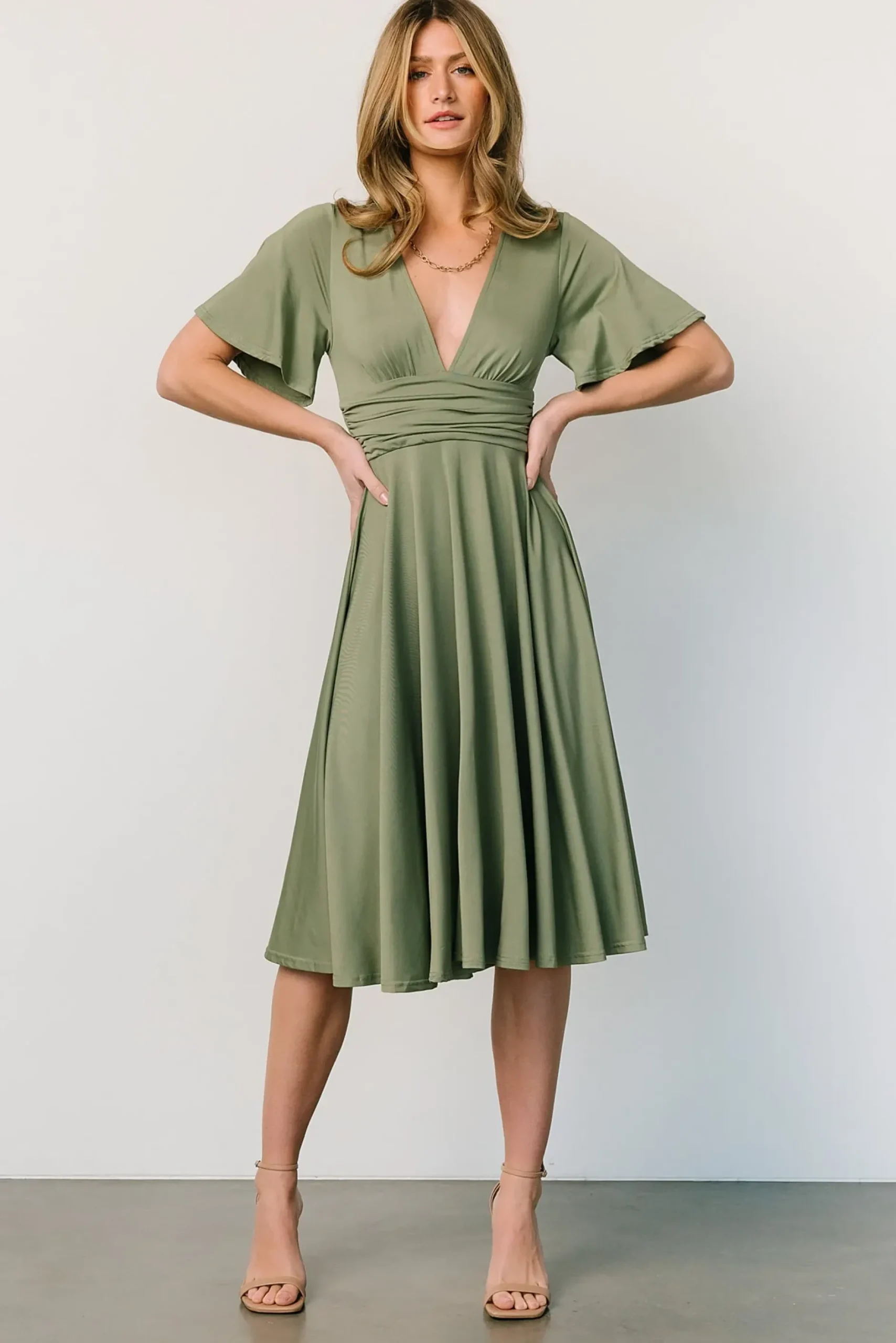 Baltic Born WINTER ESSENTIALS|Janette Midi Dress | Dusty Olive