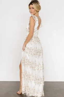 Baltic Born tulle styles|Jasmine Embossed Maxi Dress | White + Gold