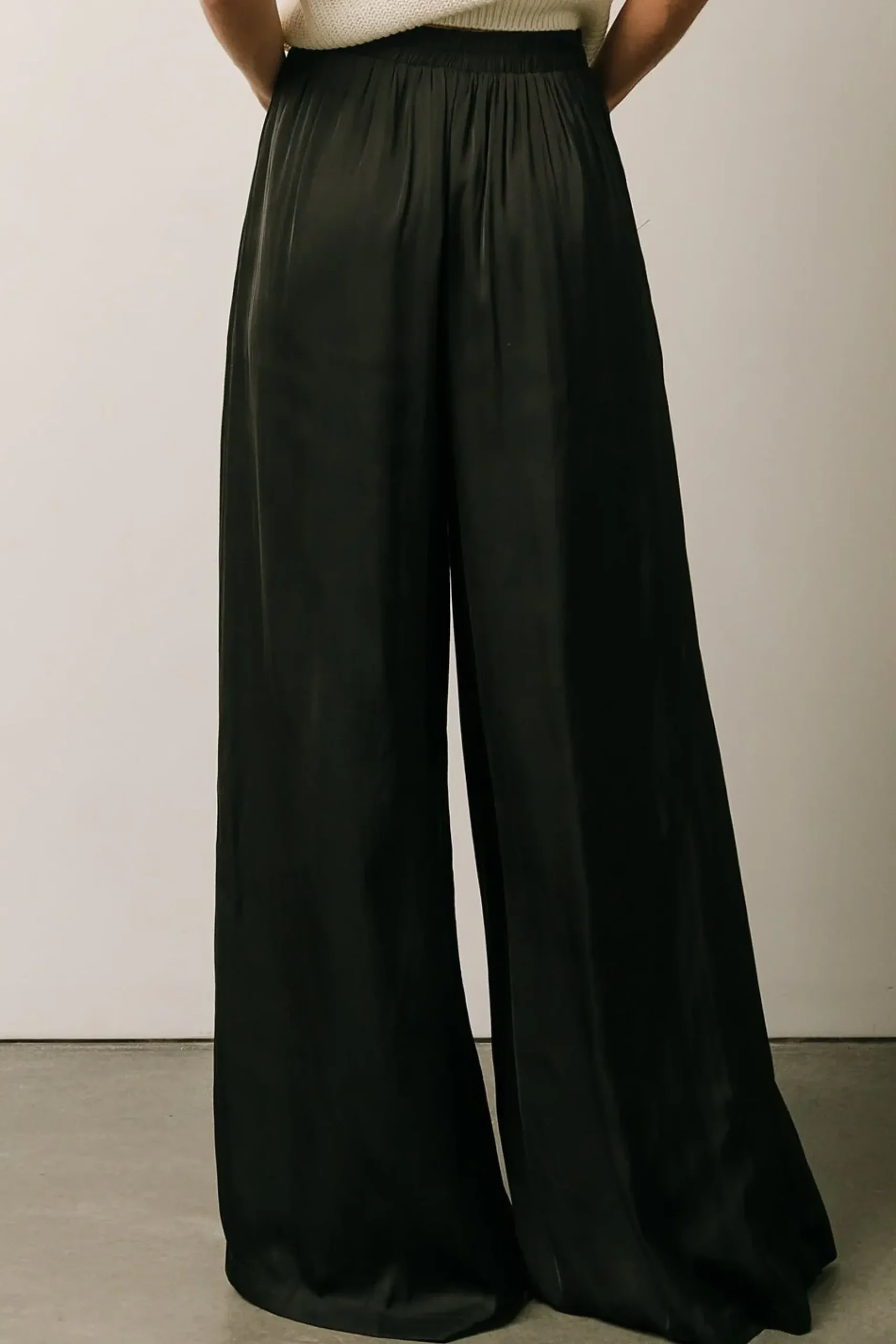 Baltic Born pants|WINTER ESSENTIALS|Jayla Palazzo Satin Pant | Black