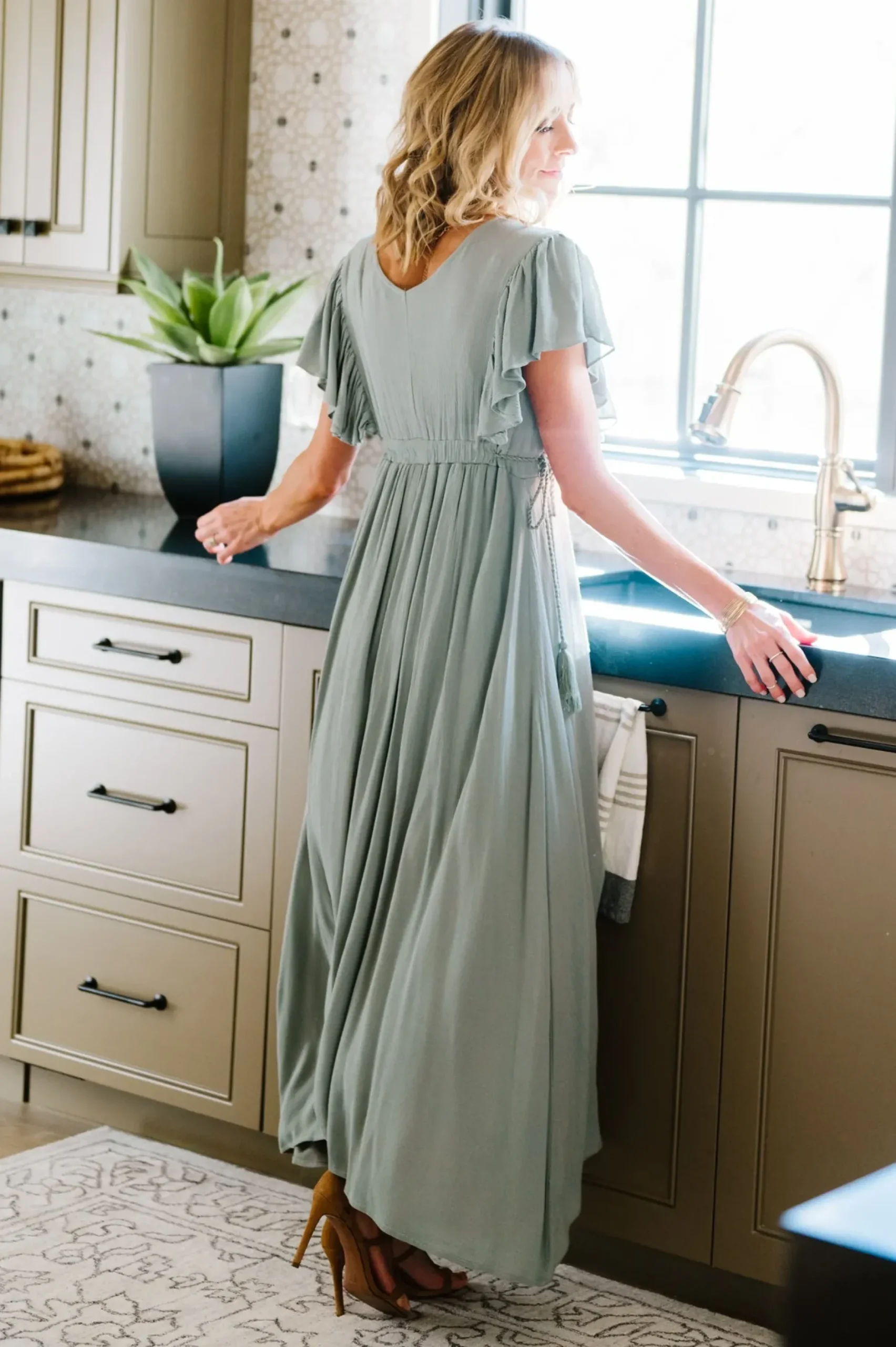 Baltic Born SALE|Jennifer Deep V Maxi Dress | Sage