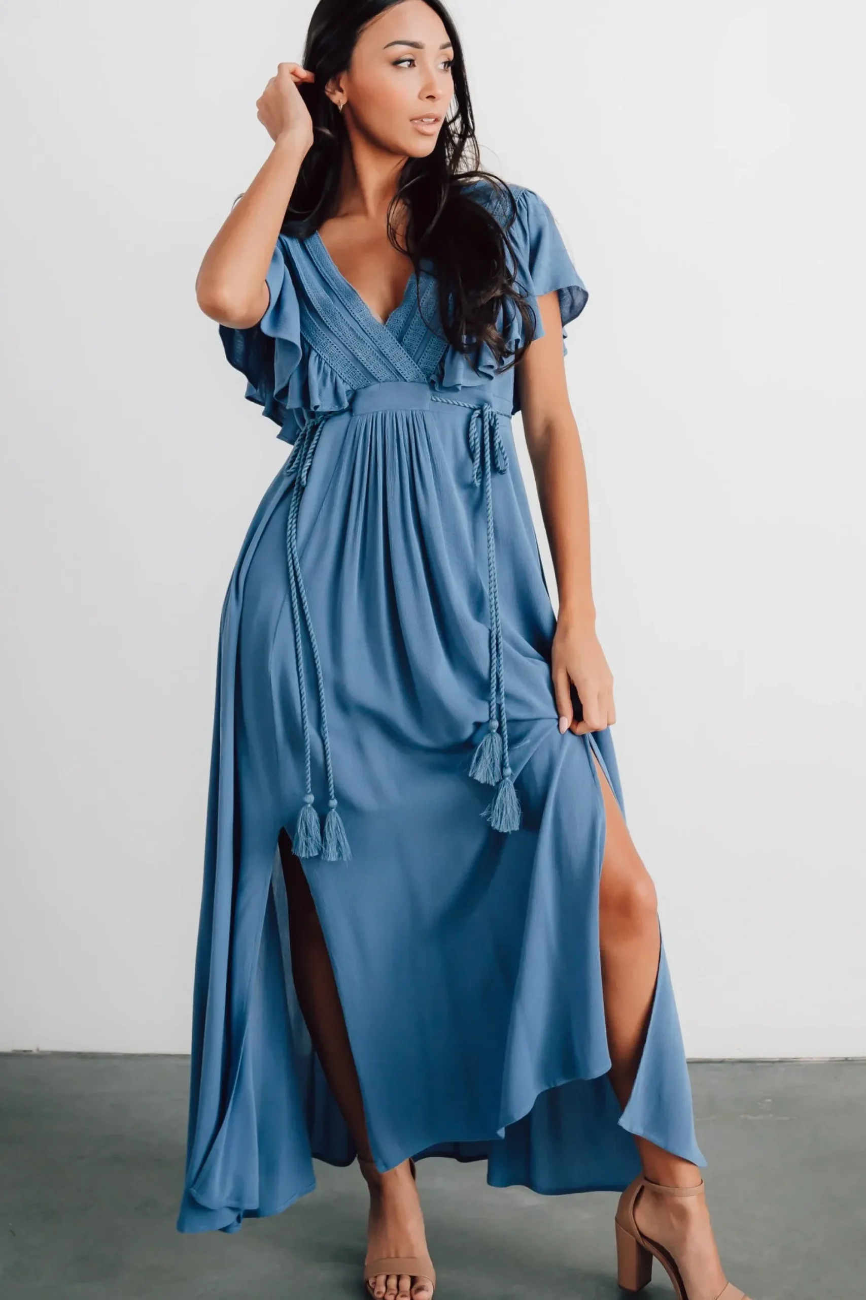 Baltic Born SALE|Jennifer Deep V Maxi Dress | Blue