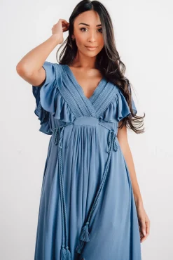 Baltic Born SALE|Jennifer Deep V Maxi Dress | Blue