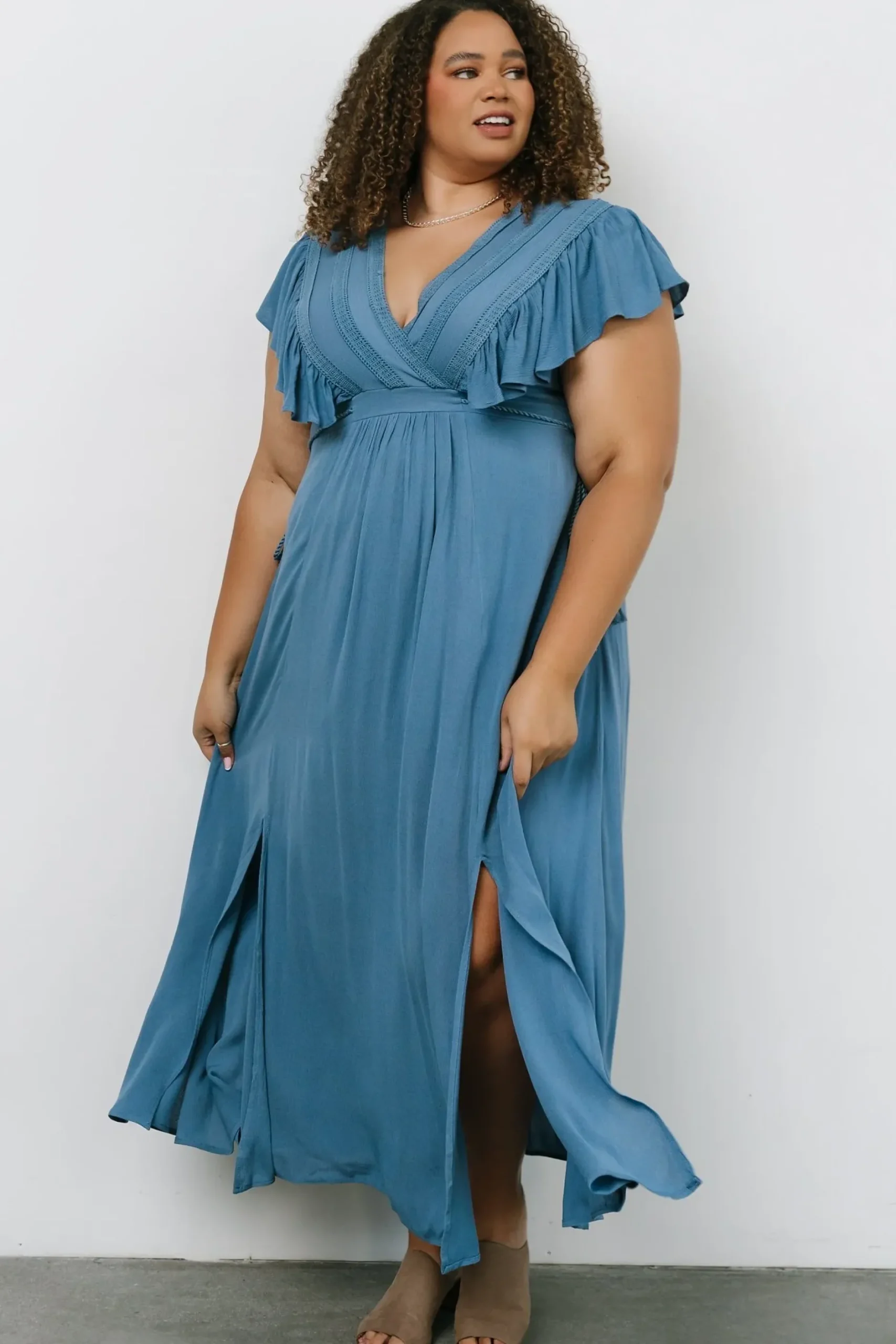 Baltic Born SALE|Jennifer Deep V Maxi Dress | Blue