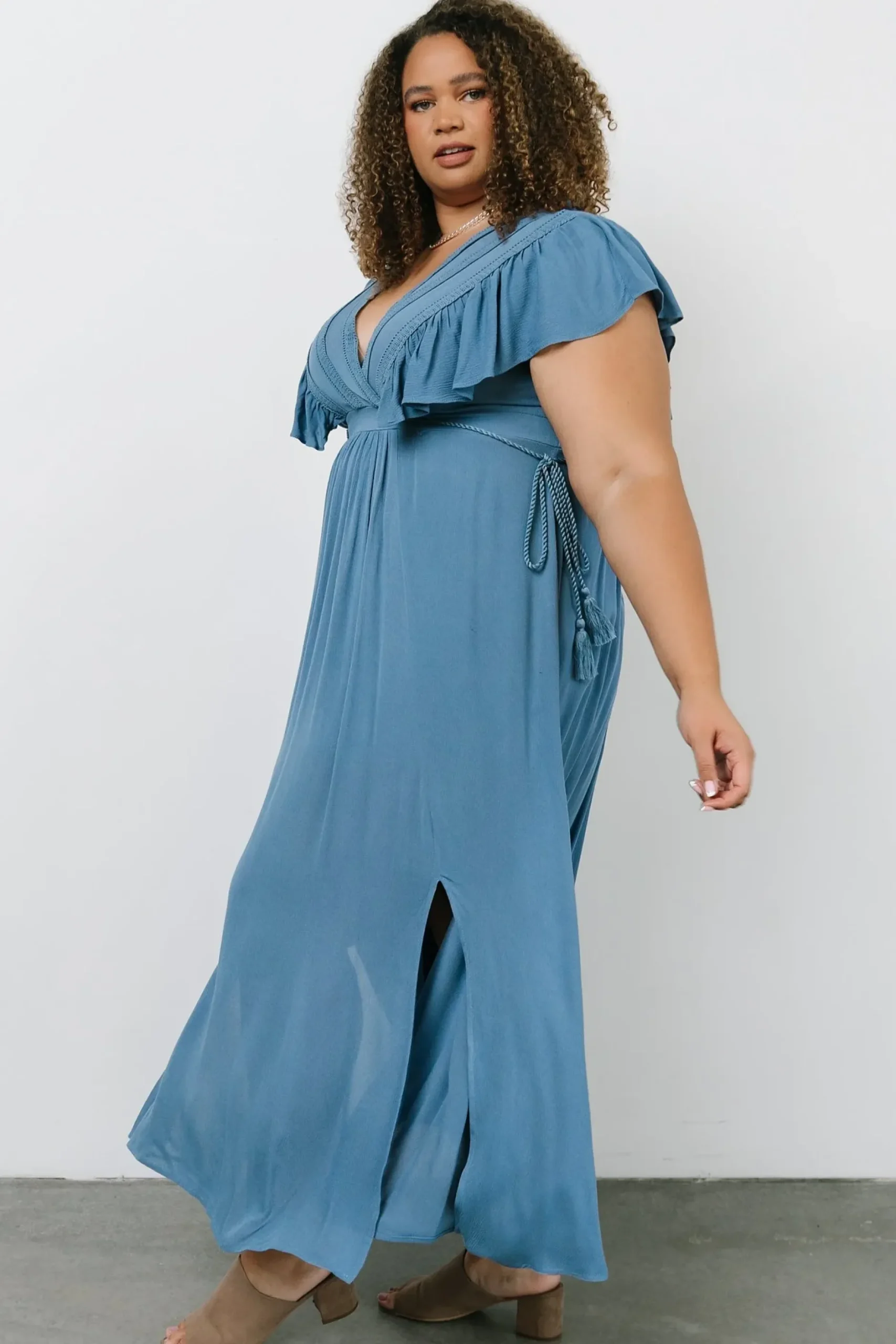 Baltic Born SALE|Jennifer Deep V Maxi Dress | Blue