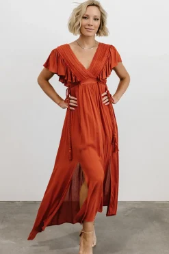 Baltic Born SALE|Jennifer Deep V Maxi Dress | Rust