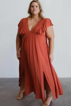 Baltic Born SALE|Jennifer Deep V Maxi Dress | Rust
