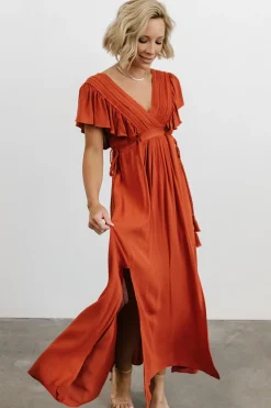 Baltic Born SALE|Jennifer Deep V Maxi Dress | Rust