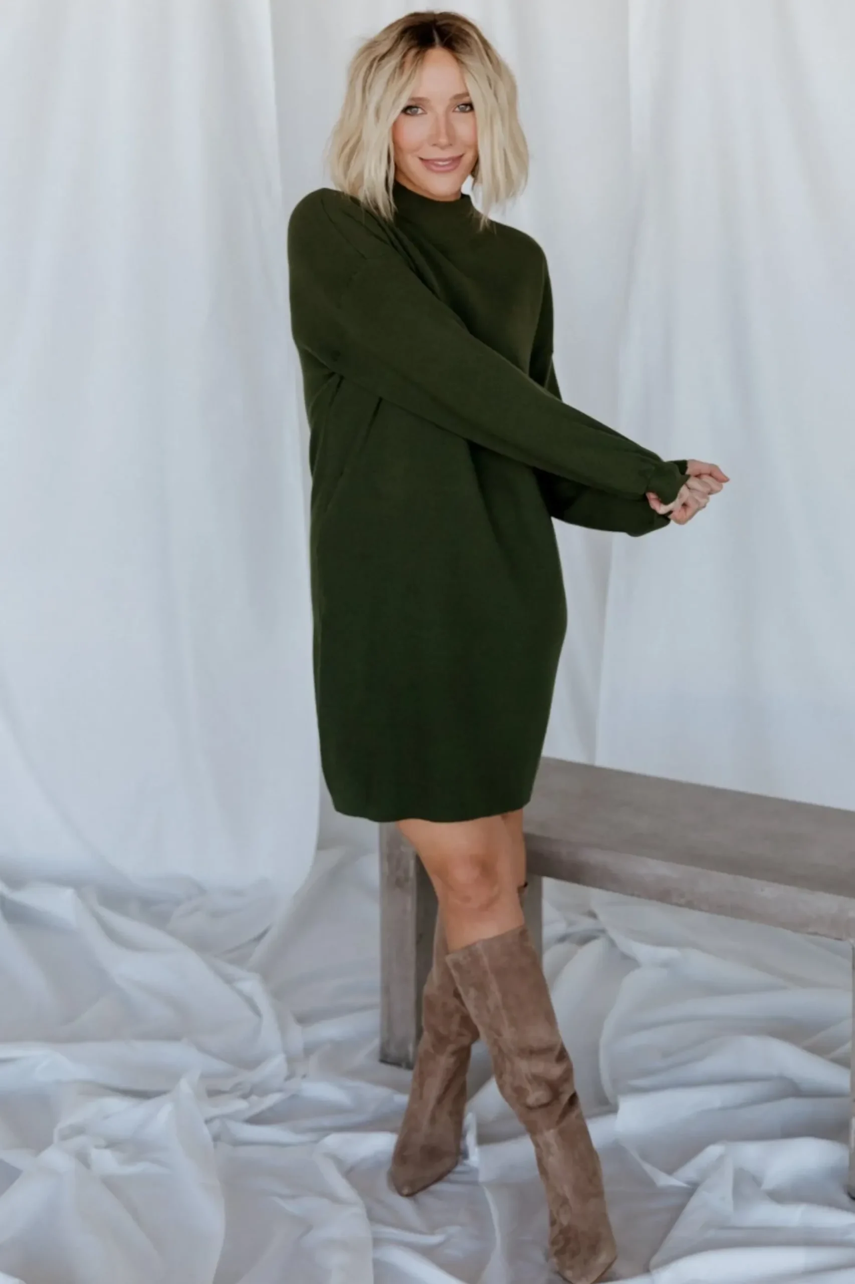 Baltic Born short dresses|TOPS|Jennings Sweater Dress | Deep Olive