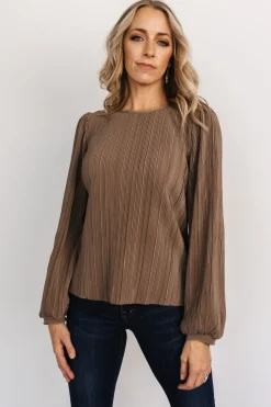Baltic Born blouses + shirts|Jewel Pleated Top | Brown